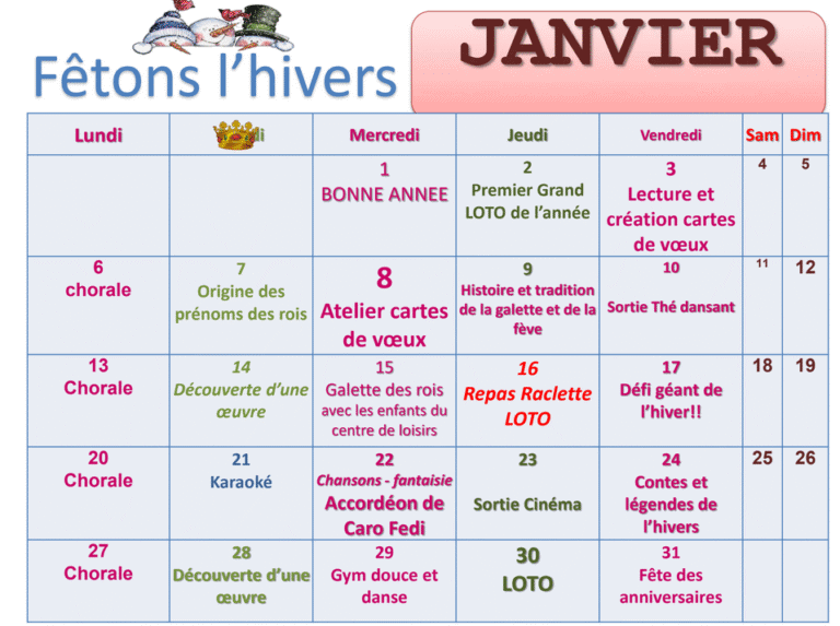 Animations – Janvier 2025