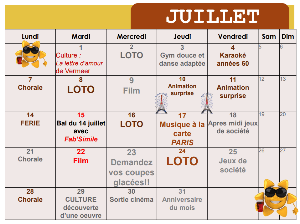 animations ehpad cers juillet