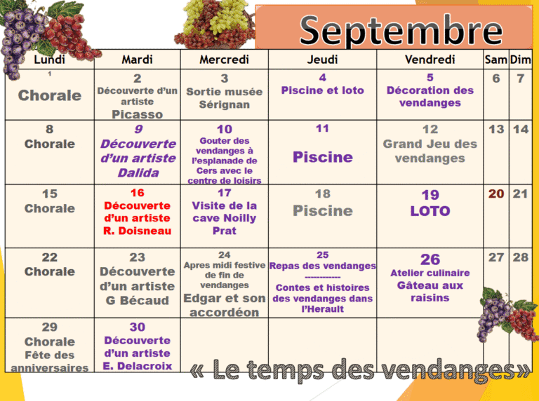 Animations – Septembre 2025