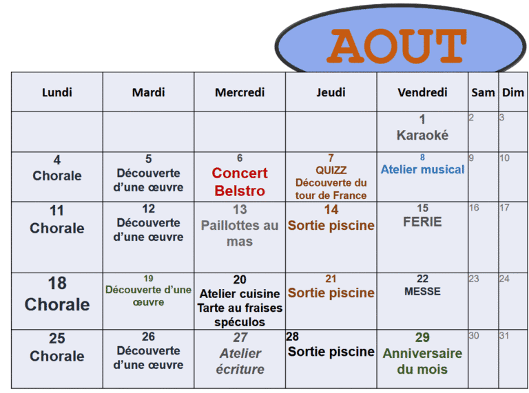 Animations – Août 2025