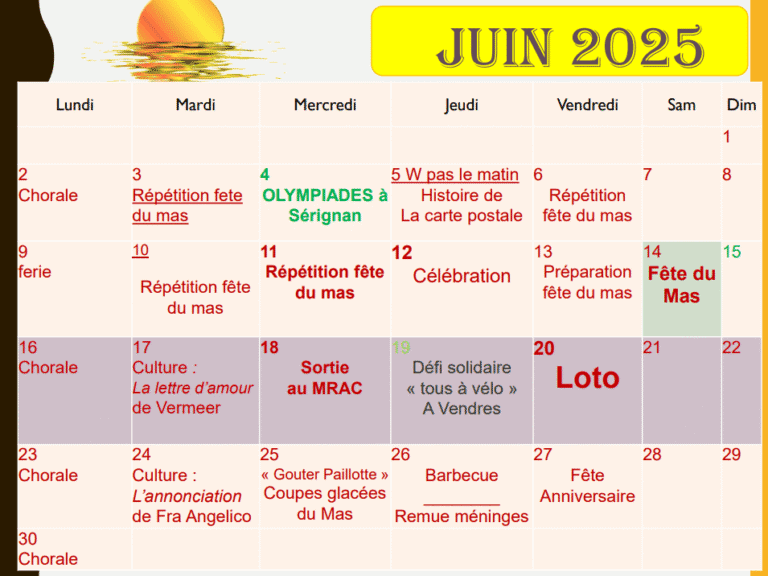 Animations – Juin 2025