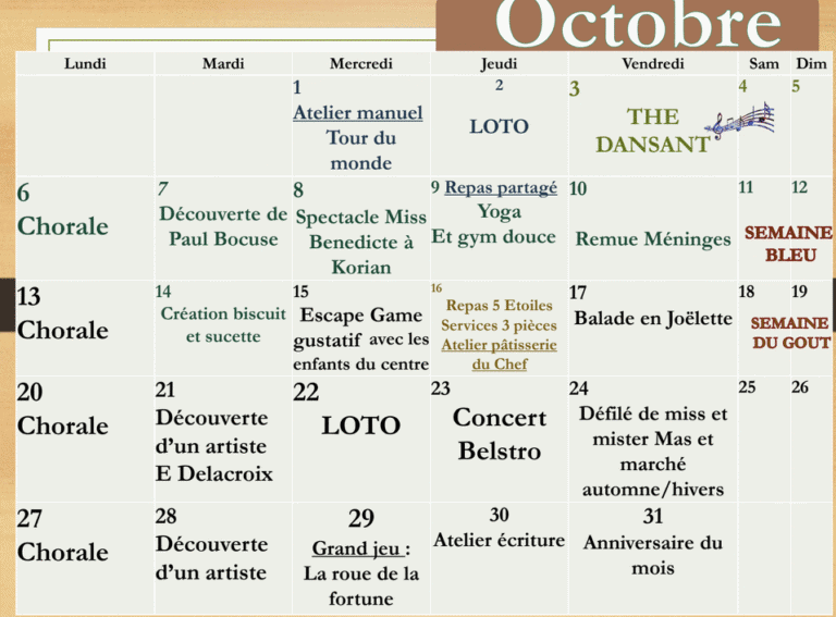 Animations – Octobre 2025