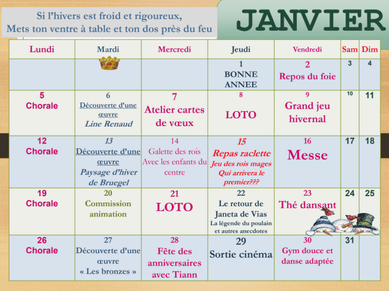 Animations – Janvier 2026