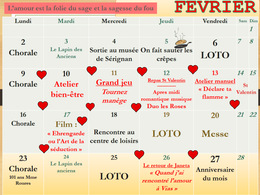 Animations – Février 2026